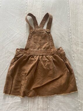 art class Brown Tan Pinafore Overall Dress